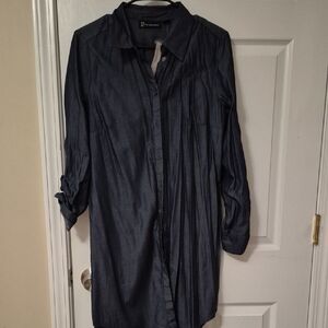 New York & Company Dark Blue Long Sleeve Dress